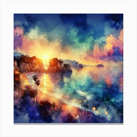 Watercolor Of Sunset Canvas Print