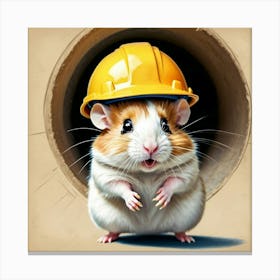 Hamster In Hard Hat Canvas Print