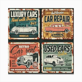 Repair garage station car service rusty plates, Vintage Car Repair Signs Canvas Print