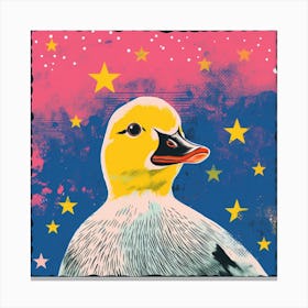 Starry Linocut Duck Canvas Print