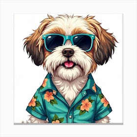 Dog with sunglass Canvas Print