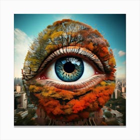 Firefly Surreal Building Sized Eye With Seasonal Layers 67392 Canvas Print