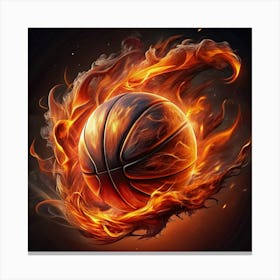 Basketball On Fire Canvas Print