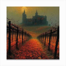 Vineyard In The Moonlight Canvas Print