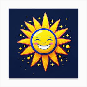 Lovely smiling sun on a blue gradient background 122 Canvas Print