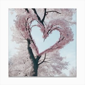 Heart Tree Pink Leaves Love Is In Bloom Canvas Print