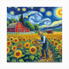 Sunflowers At Night 2 Canvas Print