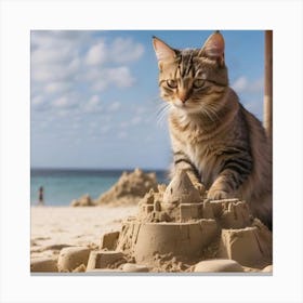 Sand Castle Cat Canvas Print