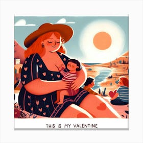 This Is My Valentine - Mother and baby and children in a picnic  Canvas Print