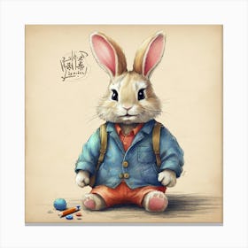 Rabbit In A Jacket Canvas Print