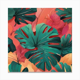 Aesthetic style, Abstraction with tropical leaf 10 Canvas Print