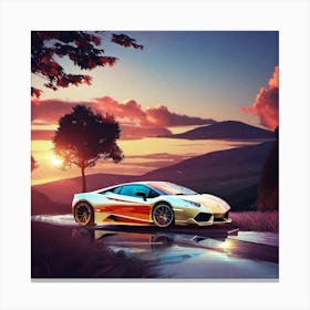 Sunset Lamborghini Canvas Print