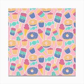 Ice Cream Donut Sweets Candie Canvas Print