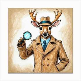 Deer With Magnifying Glass 19 Canvas Print