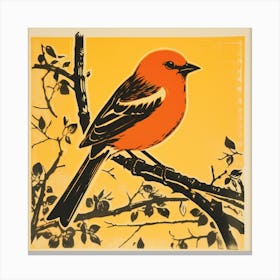 Retro Bird Lithograph American Goldfinch 4 Canvas Print