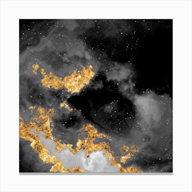 100 Nebulas in Space with Stars Abstract in Black and Gold n.110 Canvas Print