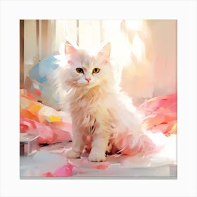 White Cat Painting Canvas Print