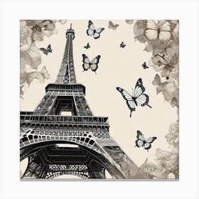 Eiffel Tower With Butterflies 2 Canvas Print