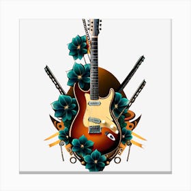 Electric Guitar With Flowers Canvas Print