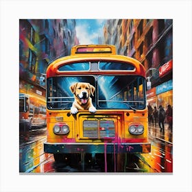 Dog On Bus Canvas Print
