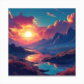 Sunset In The Mountains Canvas Print