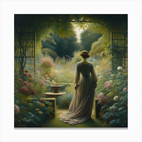 Woman In A Garden 5 Canvas Print