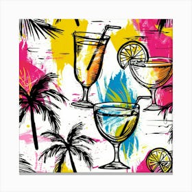 Seamless Pattern With Tropical Drinks 17 Canvas Print