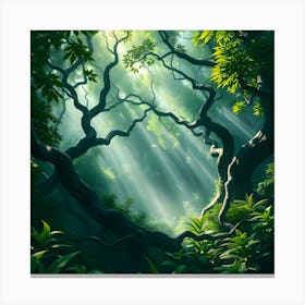 Forest With Sunlight Canvas Print