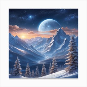 Moonlight In The Mountains Canvas Print