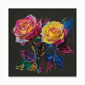 Two Roses Painting Canvas Print