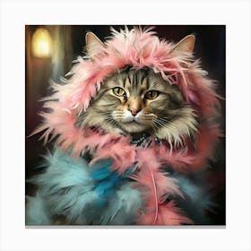 Cat In A Pink Coat Canvas Print