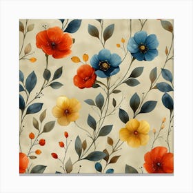 Watercolor Floral Pattern Canvas Print