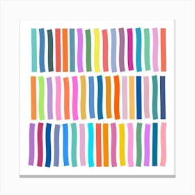 Cute Geometric Lines Stripes in Multicolor Rainbow Canvas Print