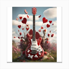 Heartstrings Monarchy Queen Of Hearts Guitar Elegance (17) Canvas Print