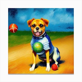 Dog Bowling Canvas Print