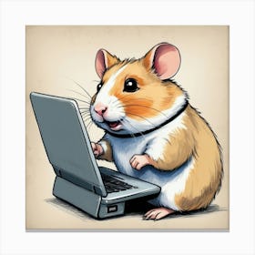 Hamster On A Laptop Canvas Print