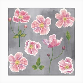 Pink Japanese Anemone Flowers Canvas Print