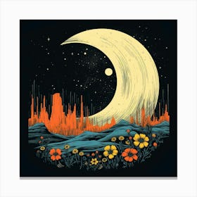 Moon And Flowers 1 Canvas Print