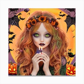 Halloween Girl hippy Canvas Print