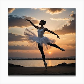 Ballerina At Sunset Canvas Print