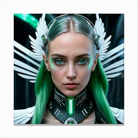 Futuristic Girl With Wings 3 Canvas Print