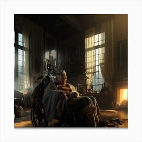 Old Man In A Wheelchair Canvas Print