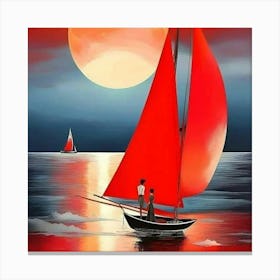 Sailboats At Night Canvas Print