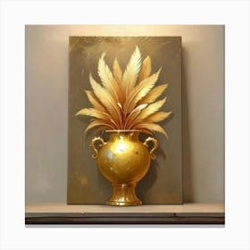 Gold Vase With Feathers 1 Canvas Print