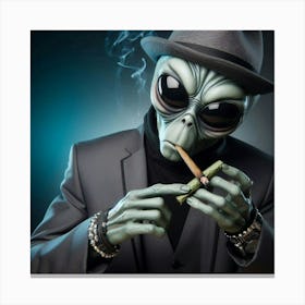 Alien Smoking A joint Canvas Print