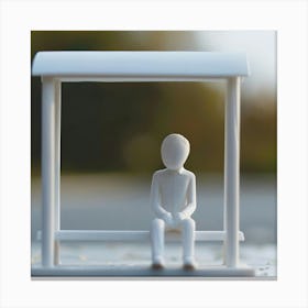 Man Sitting On Bench Canvas Print