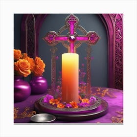 Candle And Flowers Canvas Print