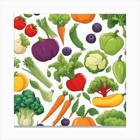 Seamless Pattern Of Vegetables 1 Canvas Print