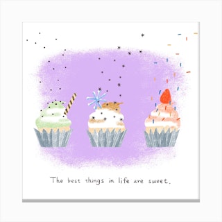 The Best Things In Life Are Sweet Cupcakes With Sprinkles  Square Canvas Print