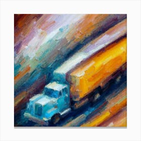 Abstract oil painting of truck with trailer 7 Canvas Print